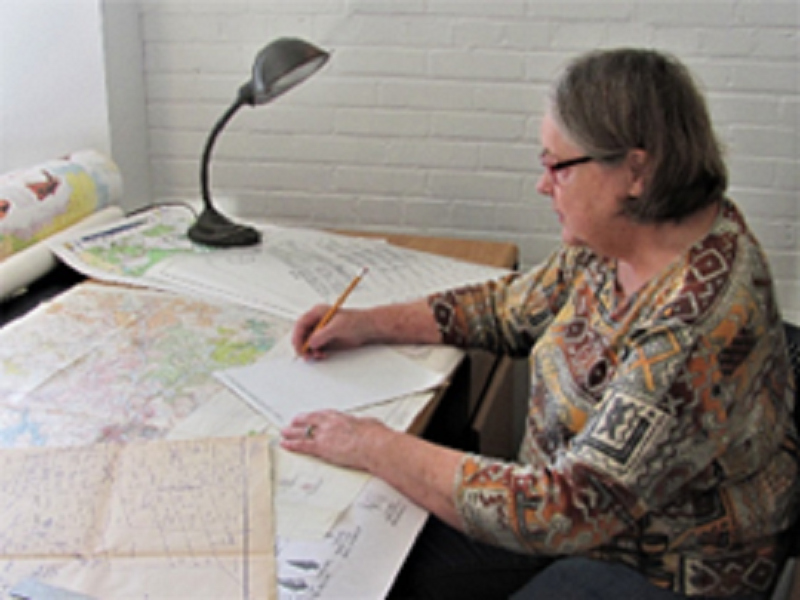 Margaret with maps